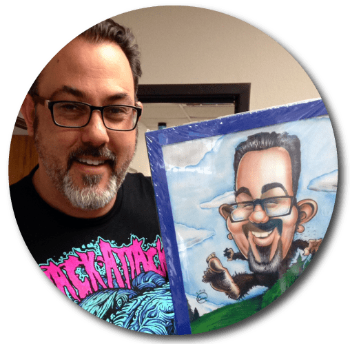 Custom Hand Drawn Color Caricature drawn By San Diego Caricaturist Cameron Canales.